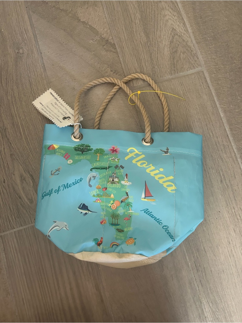 Florida Map Beach Tote in Light Blue